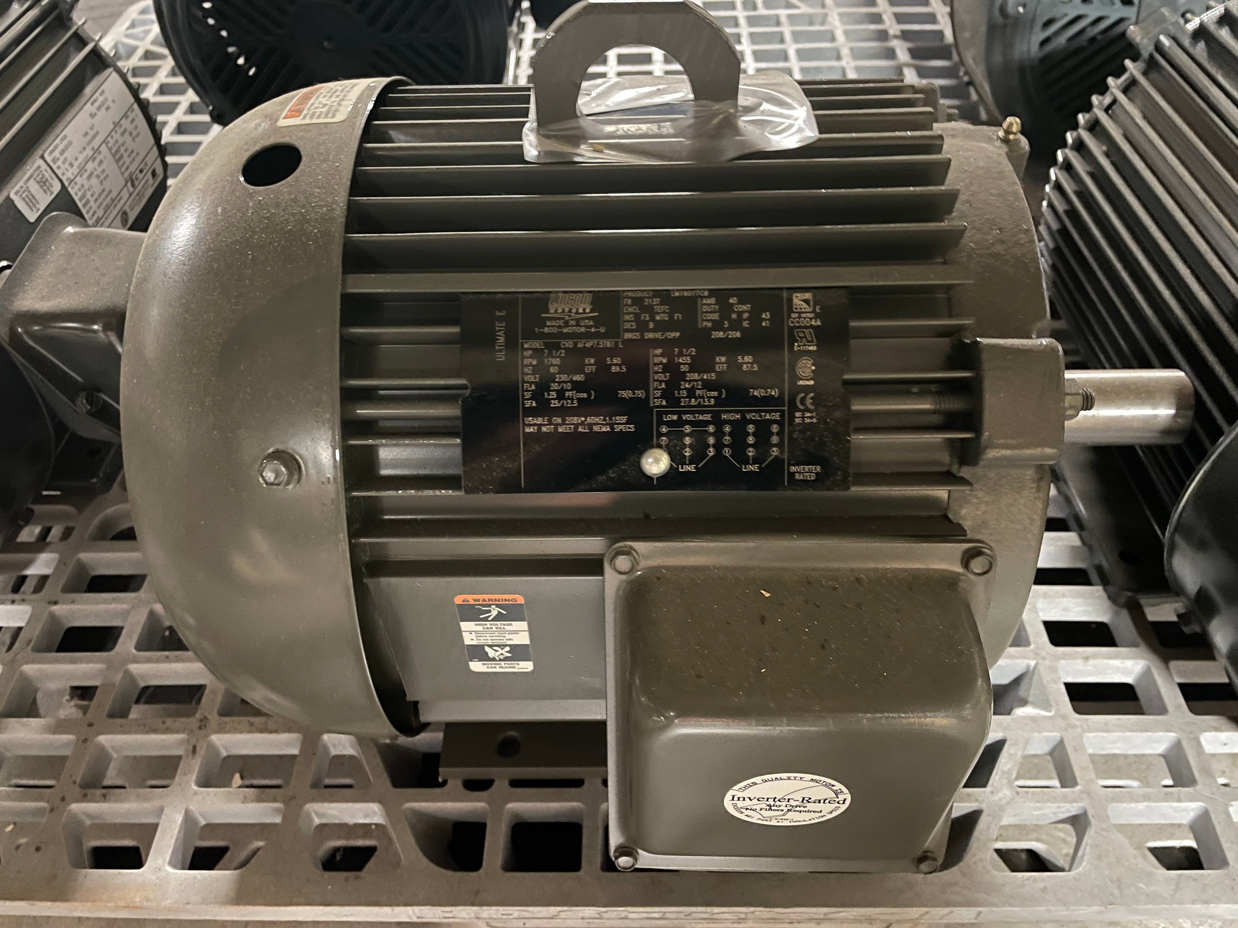 Lincoln Motor 7.5HP, 230/460V, 213T Frame Inverter Ready for Stokes Tablet Press