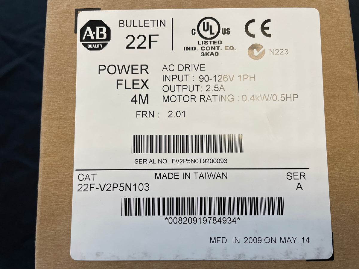 Allen Bradley Power Flex 4M AC Drive (22F-V2P5N103)