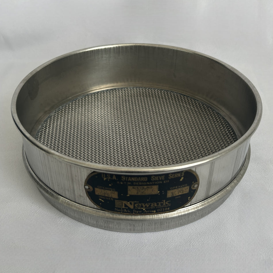 12-Mesh, 8" x 2" Stainless Steel Test Sieve by Newark Wire Cloth Company