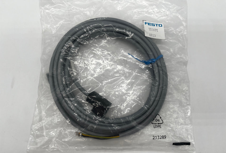 Plug Socket, 1/4" Wire, 5 M Length, 5.2 MM, 230 VAC, PVC, Type C Plug by Festo, OEM Part #151691