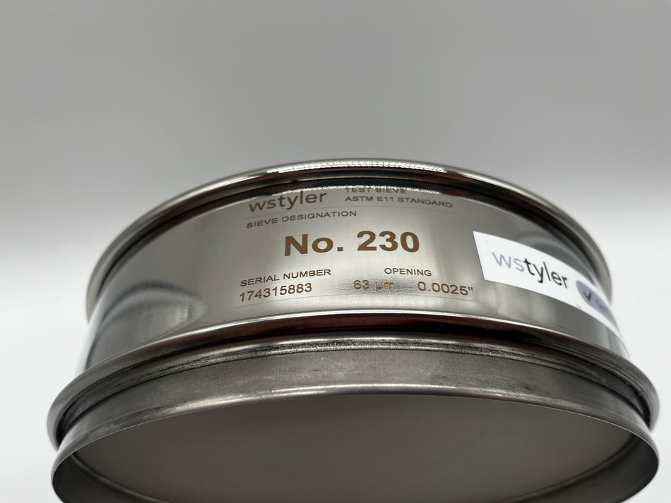 #230 8" Full-Height Stainless Steel Test Sieve from W.S. Tyler, OEM Part #5214