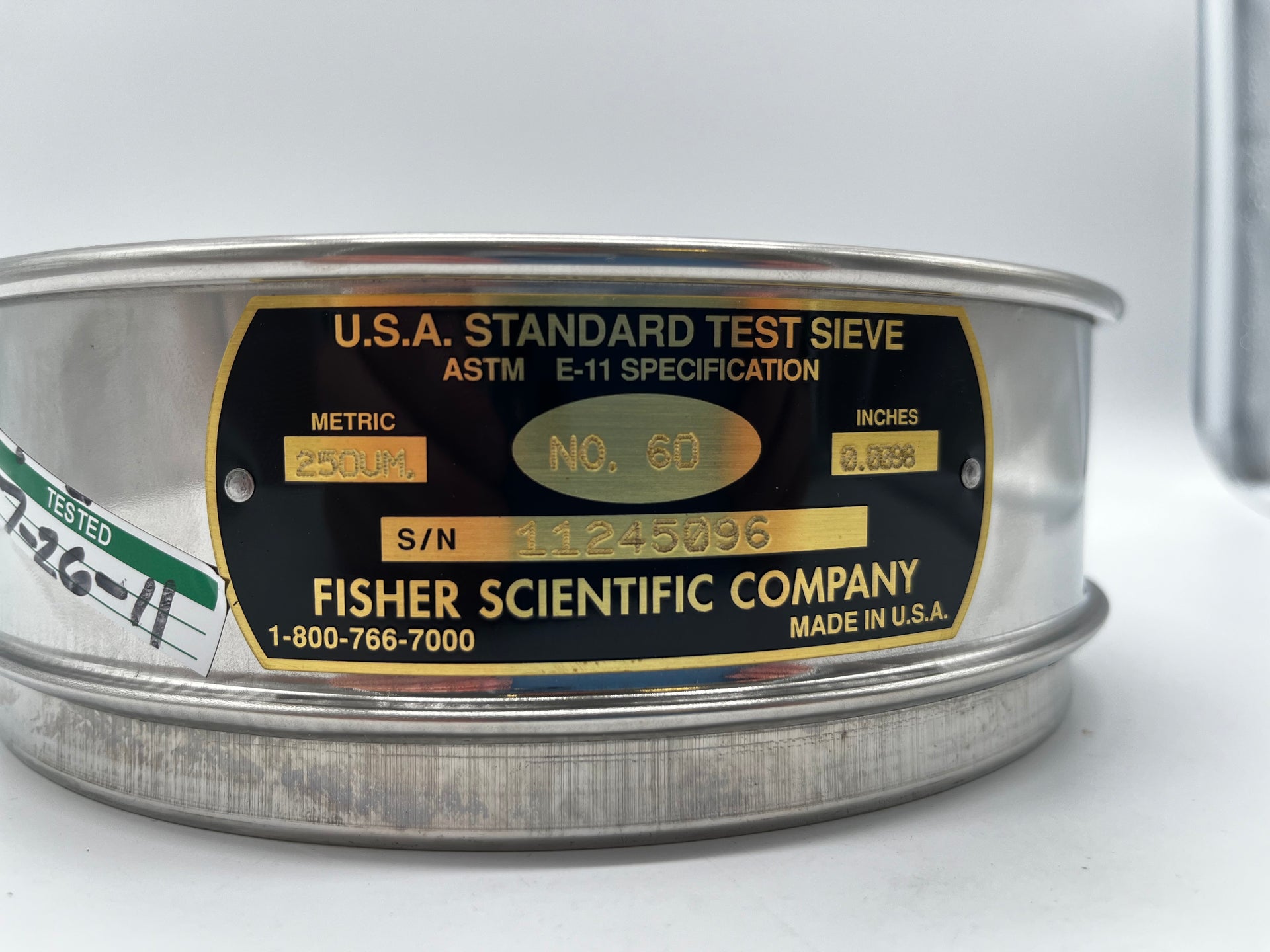 60-Mesh, 8" x 2", S/S, Test Sieve by Fisherbrand, OEM Part #04-881