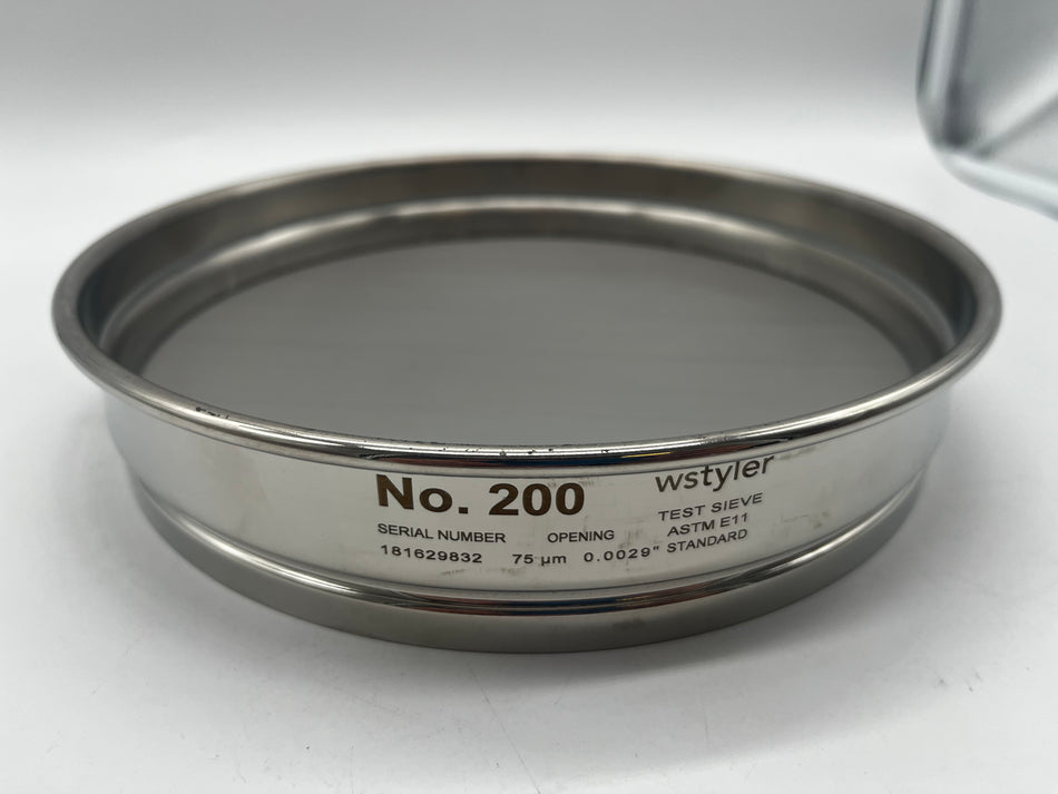 #200 8" Half-Height Stainless Steel Test Sieve by W.S. Tyler, OEM Part #9003