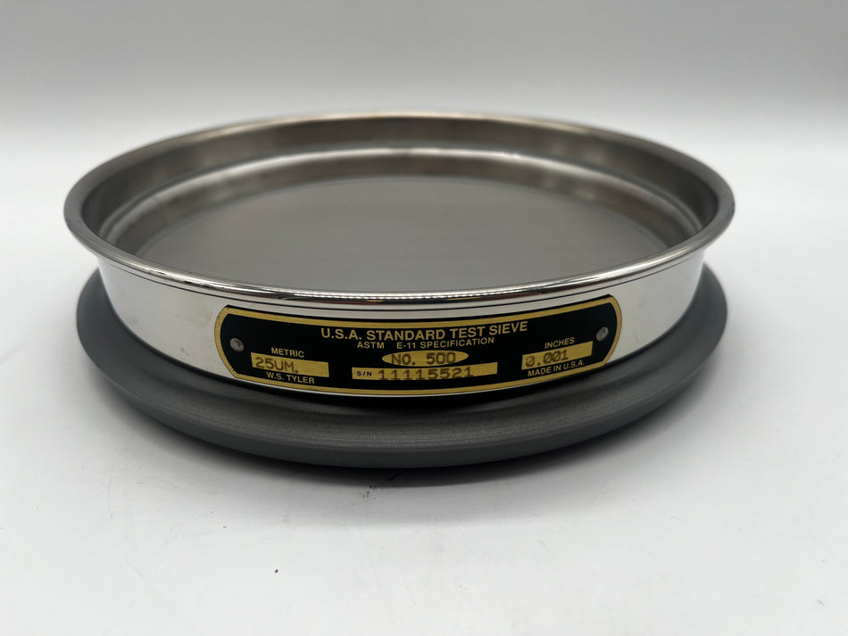 500-Mesh, 8" x 2" Stainless Steel Test Sieve by W.S. Tyler, OEM Part #9202