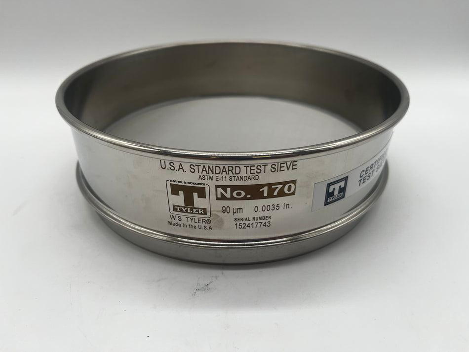 170-Mesh, 8" x 2" Stainless Steel Test Sieve by W.S. Tyler, OEM Part #5212