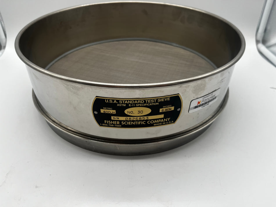 28-Mesh, 12" x 3" Stainless Steel Test Sieve by Fisher Scientific, OEM Part #04-884-1AM