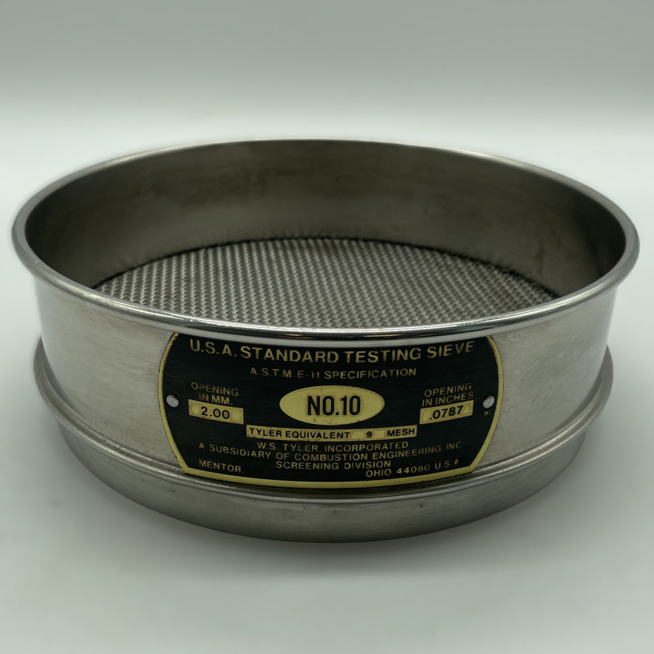 #10 8" Full-Height Stainless Steel Test Sieve by W.S. Tyler, OEM Part# 5194