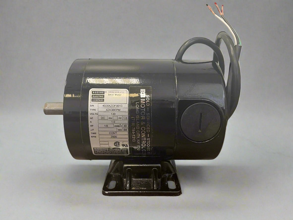 Bodine Electric Small Motor, Type 42A3BEPM, 130V, 1/8 HP