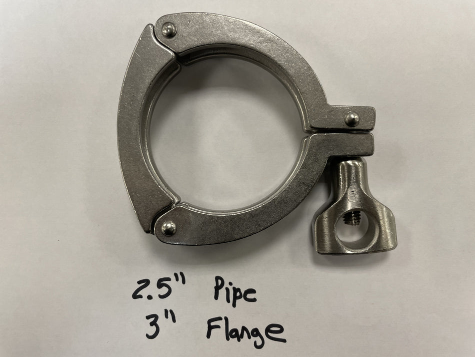 Quick Clamp for Sanitary Tube Fittings - 2.5" Pipe/3" Flange