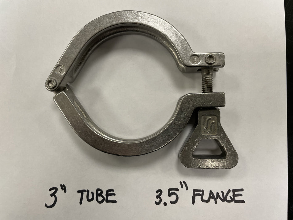 Quick Clamp for Sanitary Tube Fittings - 3" Pipe/3.5" Flange