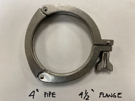 Quick Clamp for Sanitary Tube Fittings - 4" Pipe/4.5" Flange