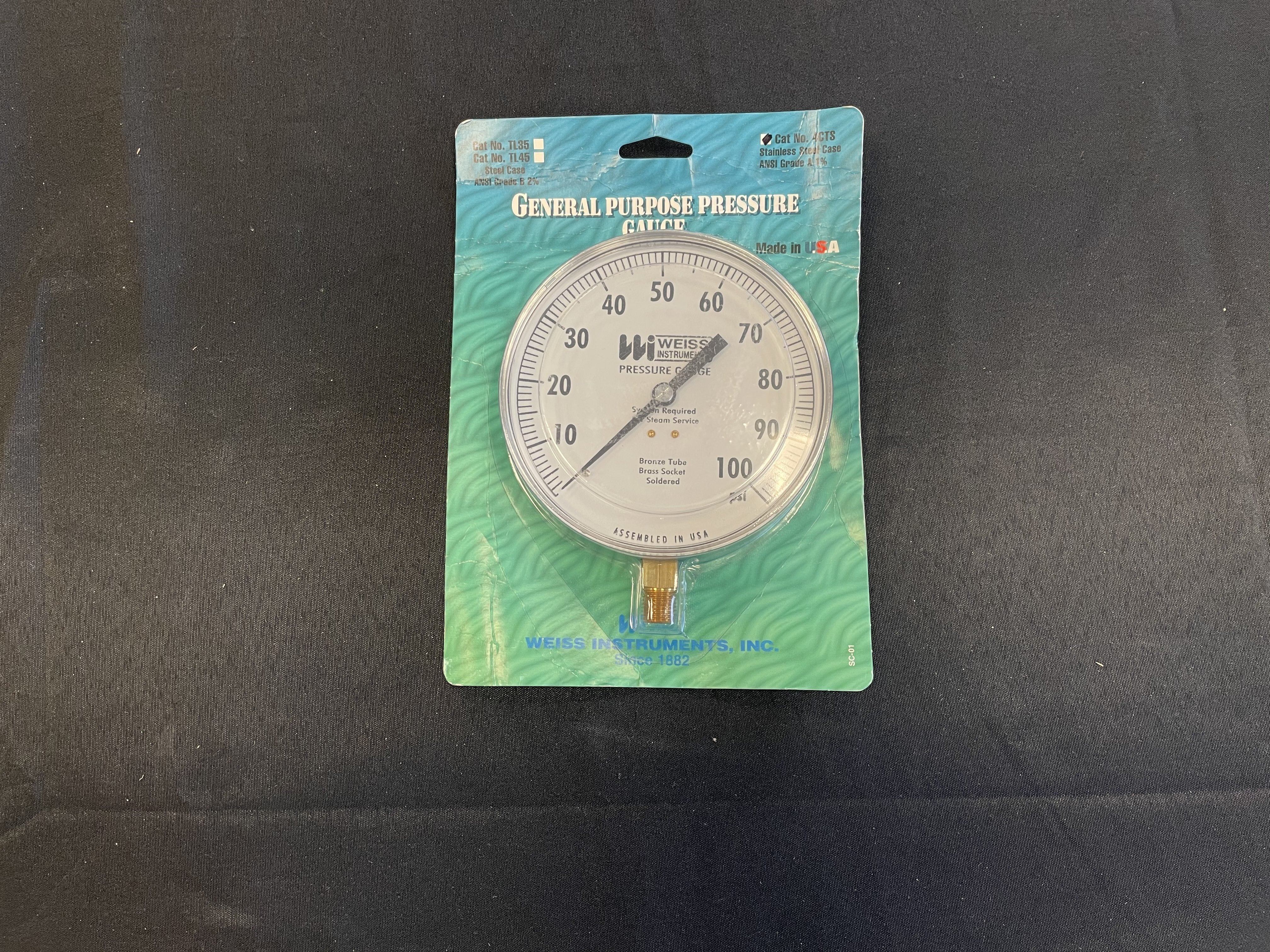 Pressure Gauge 0-100 PSI ANSI Grade A 1%